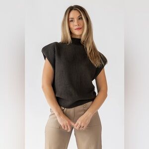 NWT Sofie the label Celine Olive Ribbed Knit Sweater Vest size medium brown